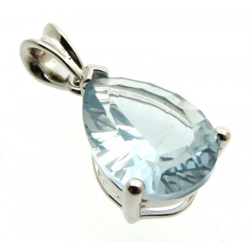 Siberian Aquamarine Quartz Sterling Silver Pendant 06